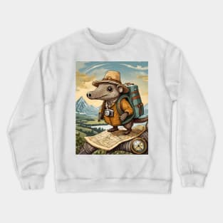 Vintage Retro Travel Adventurous Armadillo Explorer Crewneck Sweatshirt